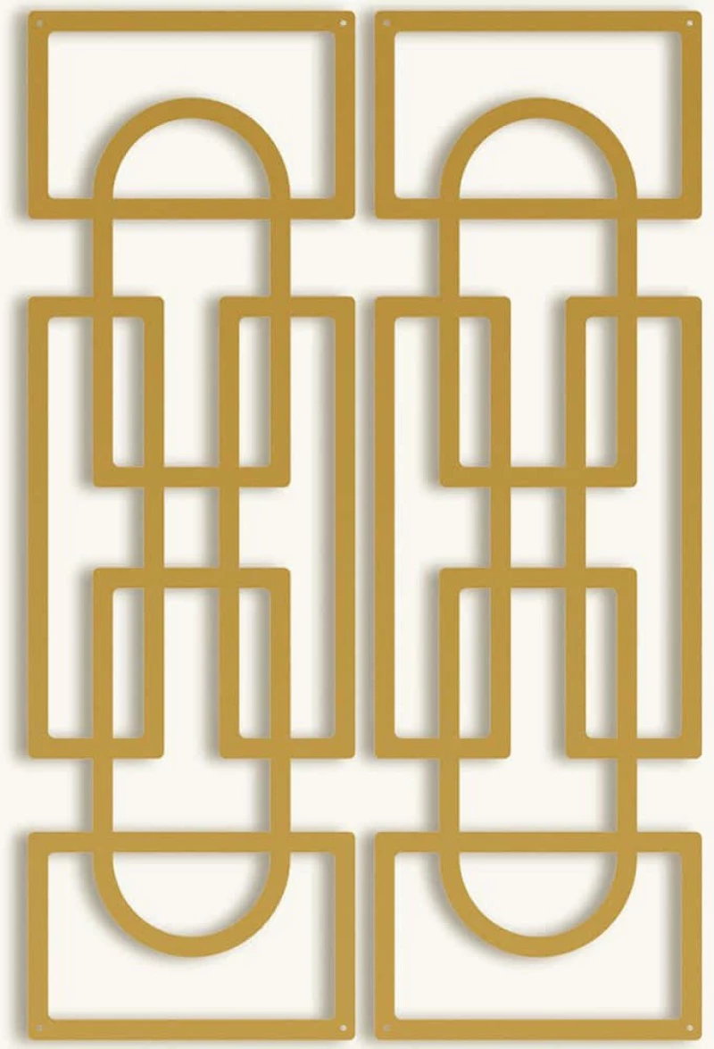 Διακοσμητικό Τοίχου Echo Forms (Σετ 2Τμχ) 507ATP1278 24x74cm Gold Wallity Ατσάλι