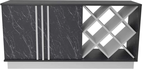 Μπουφές Luna 875ZNA3518 148x40x70cm Marble Effect Black-White Μοριοσανίδα, Μελαμίνη