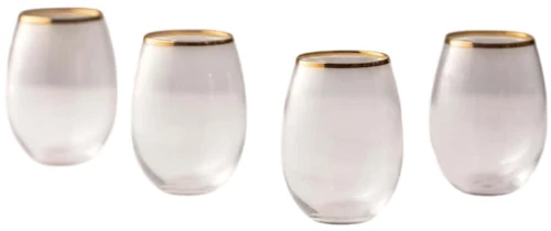 Ποτήρια Νερού Astoria (Σετ 4Τμχ) 127RKL1104 9,2x9,2x12cm 570ml Gold-Clear Hermia Γυαλί