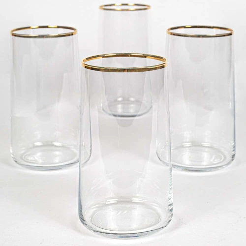 Ποτήρια Νερού Avantgarde (Σετ 4Τμχ) 127RKL1114 8x8x15cm 520ml Gold-Clear Hermia Γυαλί