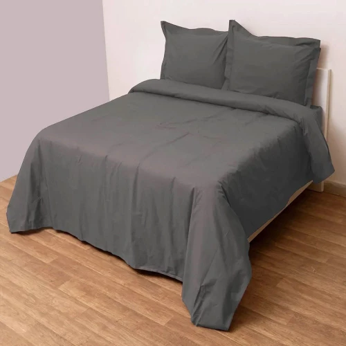 Σεντόνια Superb Percale Με Λάστιχο (Σετ 4τμχ) Grey Viopros Υπέρδιπλo 160x225cm 100% Βαμβακερό Περκάλι