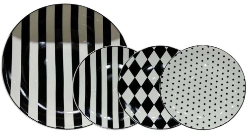 Πιάτα Γλυκού Jolie (Σετ 7Τμχ) 028889 30x30x3cm White-Black Bone China
