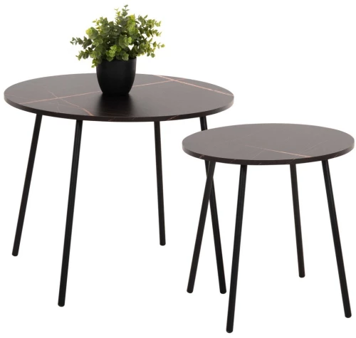 Τραπεζάκια Σαλονιού Στρογγυλά Cupper HM9878.13 (Σετ 2τμχ) Black Marble Effect