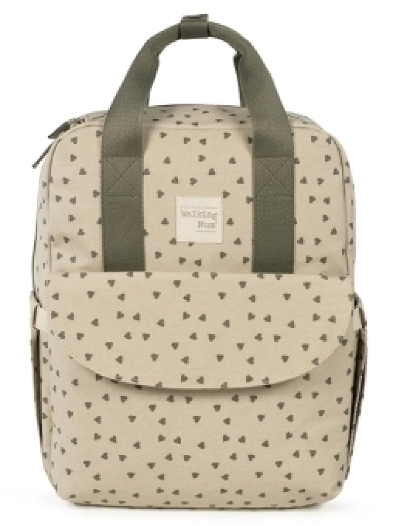 Walking Mum Backpack Poppy Olive Hearts