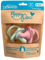 Dr. Brown's Happy Paci Πιπίλα Όλη Σιλικόνη Ροζ/Πράσινη 0-6m 2τμχ