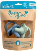 Dr. Brown's Happy Paci Πιπίλα Όλη Σιλικόνη Σιελ/Πράσινη 0-6m 2τμχ
