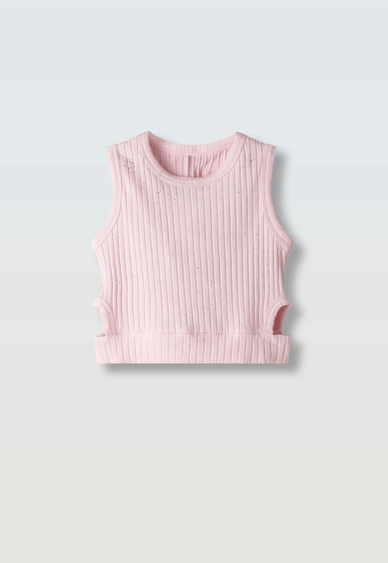 Εβίτα Fashion Μπλούζα Crop Top Αμάνικο, Ροζ