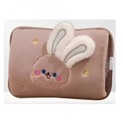 Hoomei Ηλεκτρική Θερμοφόρα - Μαξιλάρι 500W Γενικής Χρήσης με Θήκη για τα Χέρια 28x19x6cm - Τρισδιάστατο Λαγουδάκι - Μπέζ