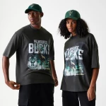 NEW ERA NBA WASHED GRPHC TEE MILBUC  WHG 60684353 NEW ERA Γκρι