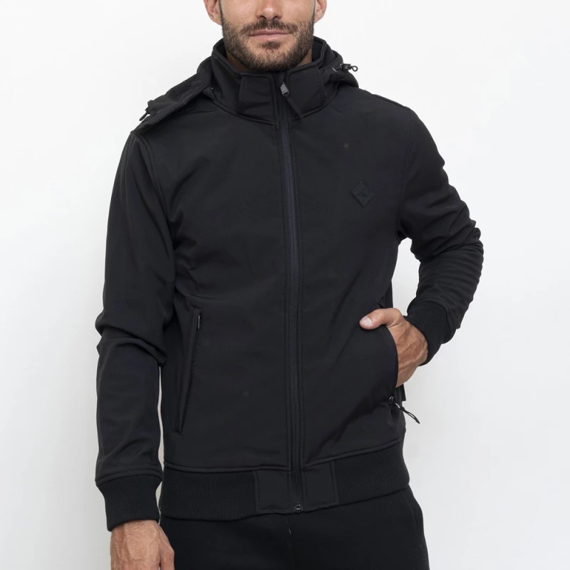 Russell Athletic ZIP THROUGH HOODY SOFTSHELL JACKET A3722-2 A3722-2-099 RUSSELL ATHLETIC Μαύρο
