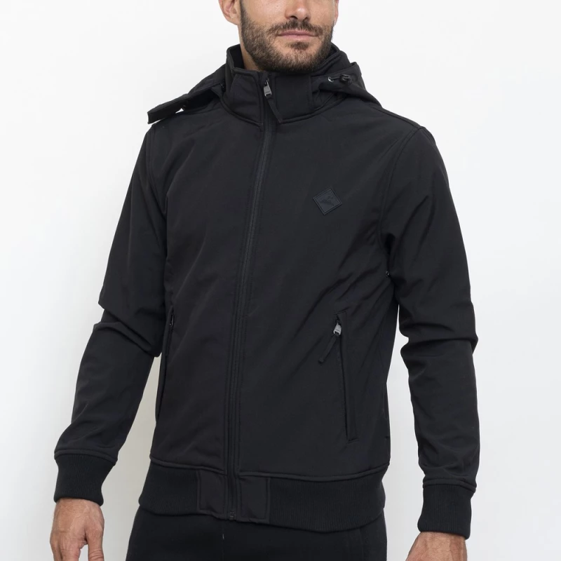 Russell Athletic ZIP THROUGH HOODY SOFTSHELL JACKET A3722-2 A3722-2-099 RUSSELL ATHLETIC Μαύρο