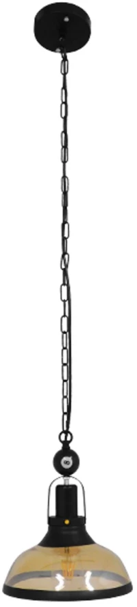 VenCore VenCore Billiardo I 6089-10040 - Φωτιστικό Οροφής Μονόφωτο Κρεμαστό Μαύρο Μεταλλικό και Μελί Γυαλί - Vintage Σχέδιο με Βάση-Ντουί 1xE27 - Φ25 x 29cm