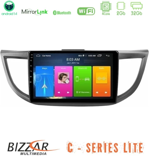 Bizzar c Series Lite 4core Android14 2+32gb  Honda crv 2012-2017 Navigation Multimedia Tablet 9" u-c-Hd0012