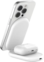 Belkin WIZ028VFWH BOOST^CHARGE™ 2-in-1 Qi2 15W Magnetic Foldable Wireless Charging Stand, White