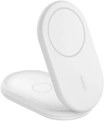 Belkin WIZ028VFWH BOOST^CHARGE™ 2-in-1 Qi2 15W Magnetic Foldable Wireless Charging Stand, White