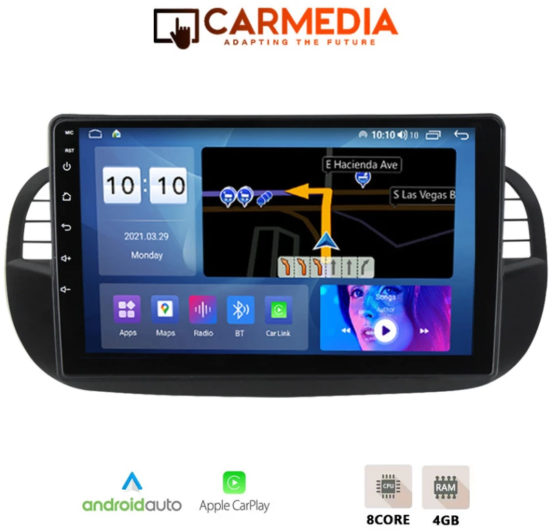 CARMEDIA CMDU409-3 TABLET 9'' OEM FIAT 500 2007-2015 BLACK