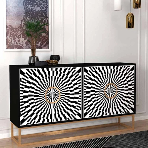 379272 ΜΠΟΥΦΕΣ GRADEL MEGAPAP ΧΡΩΜΑ ΜΑΥΡΟ - ΑΣΠΡΟΜΑΥΡΟ 150X35X83,6ΕΚ.