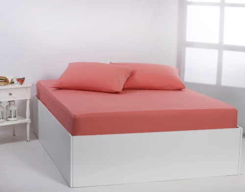 Βαμβακερό σεντόνι essentials (125cm x 200cm + 35cm) coral almond - -