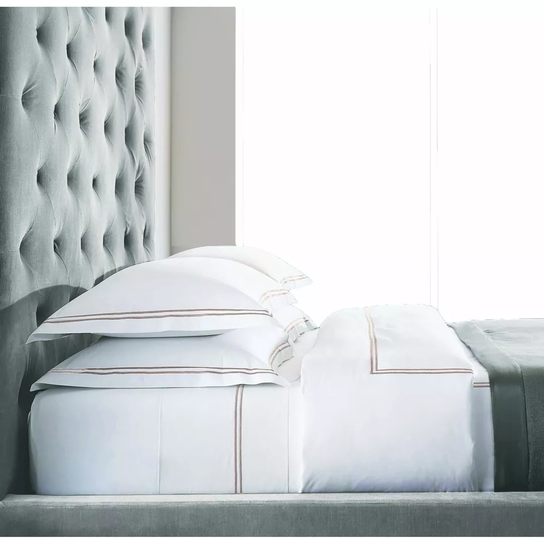 BAR11 ΣΕΤ ΣΕΝΤONIA Y/Δ  WHITE/BEIGE 230TC 100% COTTON SATIN  - -