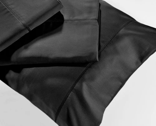 Μεμονωμένα σεντόνια Down Town Solid Colours S250/10 Black Βαμβακοσατέν   - Υπέρδιπλο Λάστιχο 165x205+40