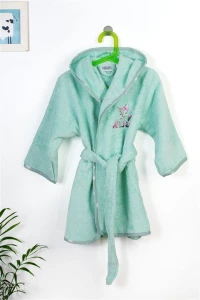 Μπουρνούζι Με Κέντημα kids Deer 199 Size: 02 Mint 100% Cotton - -