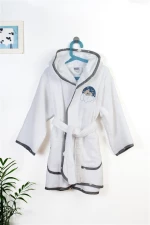 Μπουρνούζι Με Κέντημα kids Cloudy Bear 176 Size: 04 White-Grey 100% Cotton - -