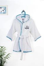 Μπουρνούζι Με Κέντημα kids Aviator 184 Size: 02 White-Sky Blue 100% Cotton - -