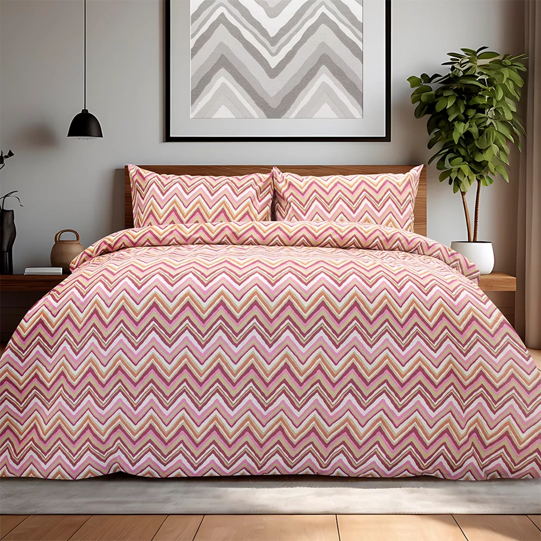 LINO Σετ Παπλωματοθήκη Μονή (165x245) Flots Ροζ Ροζ Ημίδιπλο