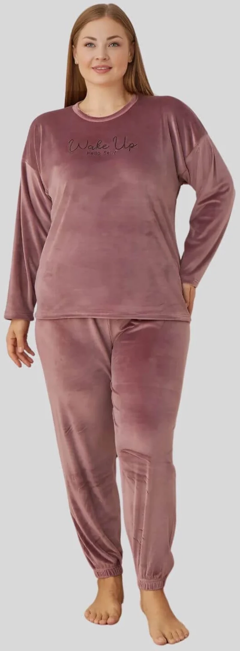 Πιτζάμα Γυναικεία Homewear Βελουτέ W3108 - ΣΑΠΙΟ ΜΗΛΟ