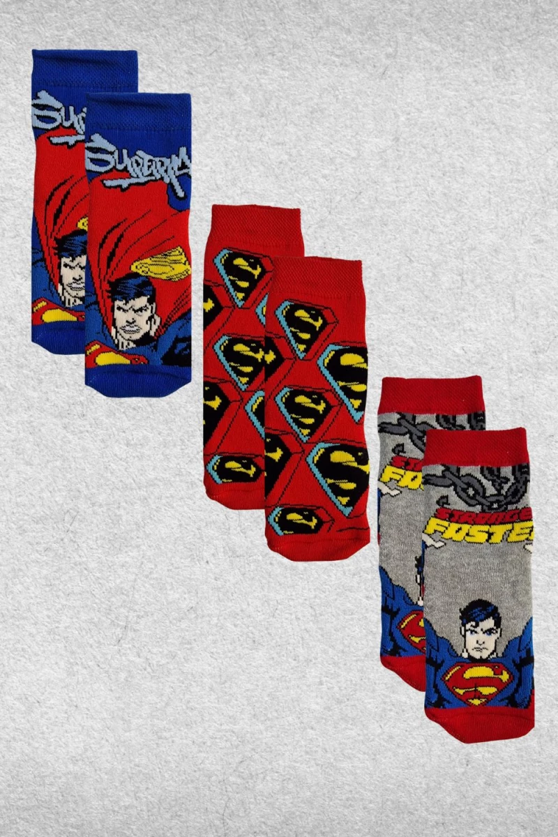Παιδικές Αντιολισθητικές Κάλτσες Superman 3 Ζεύγη 1562 - ΠΟΛΥΧΡΩΜΟ