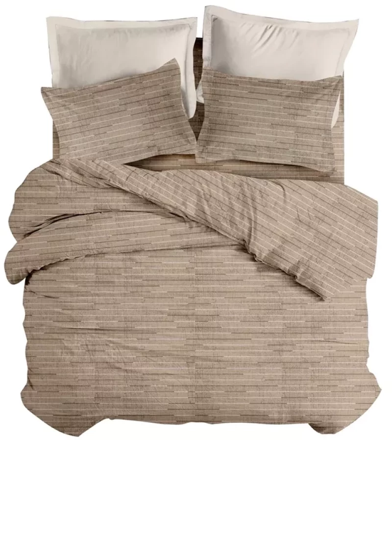 ΣΕΤ ΘΗΚΗ Μ  LINES (BROWN3) FLANNEL 160x240cm 50x70cm 100%COTTON FLANEL - -