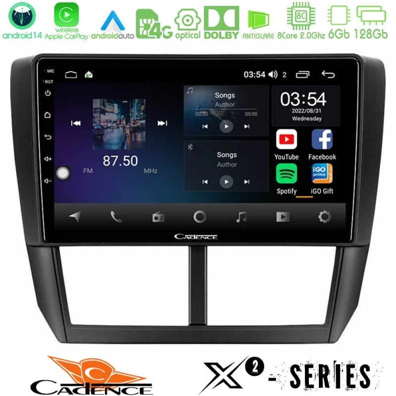 Cadence x2 Series 8core Android14 6+128gb  Subaru Forester Navigation Multimedia Tablet 9" u-x2-Su0299