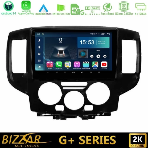 Bizzar g+ Series Nissan Nv200 8core Android14 6+128gb Navigation Multimedia Tablet 9" (Μαύρο) u-g-Ns0391bl