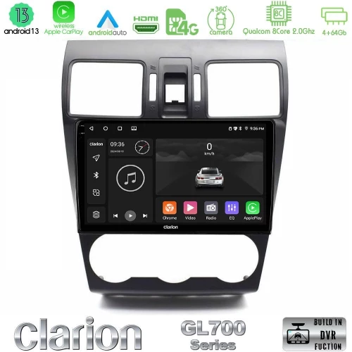 Clarion Gl700 Series 8core Android13 4+64gb Subaru Forester 2015-2018 Navigation Multimedia Tablet 9" με Carplay & Android Auto u-gl7-Su0797