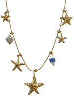 Ατσάλινο Κολιέ με Αστερίες & Πολύχρωμα Charms