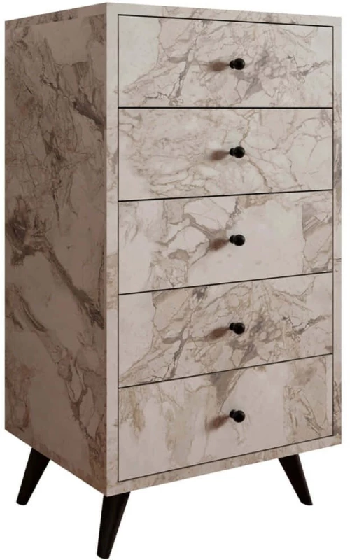 Συρταριέρα Frenzu 811MDD4301 50x40x103cm Marble Effect White
