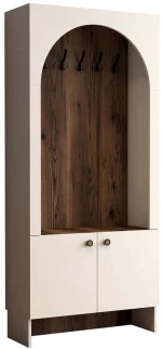 Έπιπλο Εισόδου Palermo 845HCT4232 90x37x200,6cm Cream-Walnut Μοριοσανίδα, Μελαμίνη