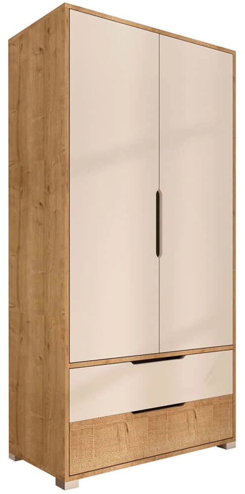 Ντουλάπα Δίφυλλη Flora 469ORN1108 90x45x183cm Oak-White Δίφυλλη
