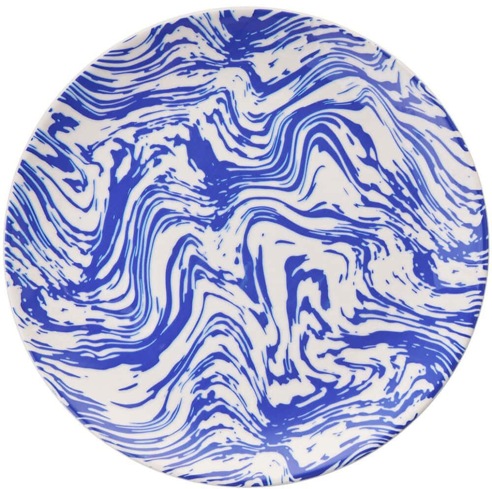 Πιάτο Ρηχό Wave (Σετ 6Τμχ) 471PST1165 25,5x25,5x2,5cm Blue-White Hermia Κεραμικό