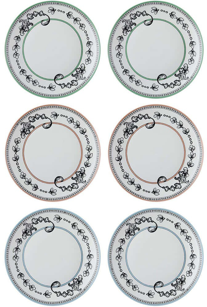 Πιάτο Ρηχό (Σετ 6Τμχ) 280TMA2252 27x27x2cm Multi Hermia Πορσελάνη