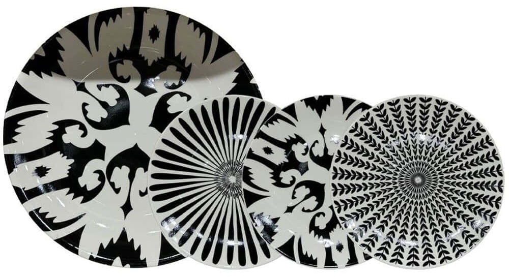 Πιάτα Γλυκού Thyme (Σετ 7Τμχ) 028892 30x30x3cm White-Black Bone China