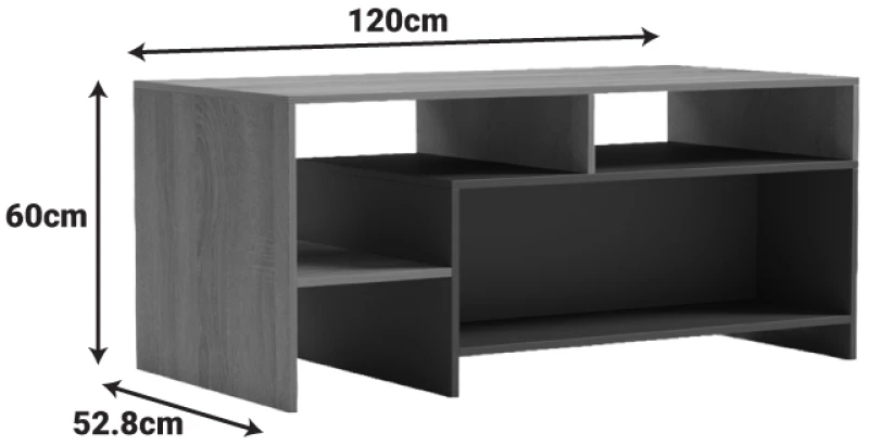 Τραπέζι σαλονιού Consa pakoworld sonoma - ανθρακί 120x60x52.8εκ