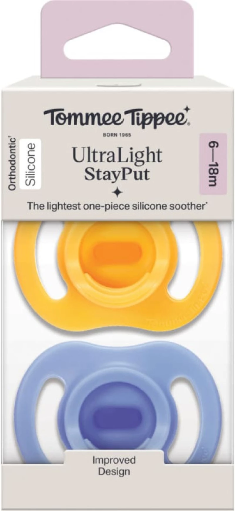 Tommee Tippee Πιπίλες Σιλικόνης Ultra Light StayPut 6-18m Blue-Yellow 433595.yellowblue