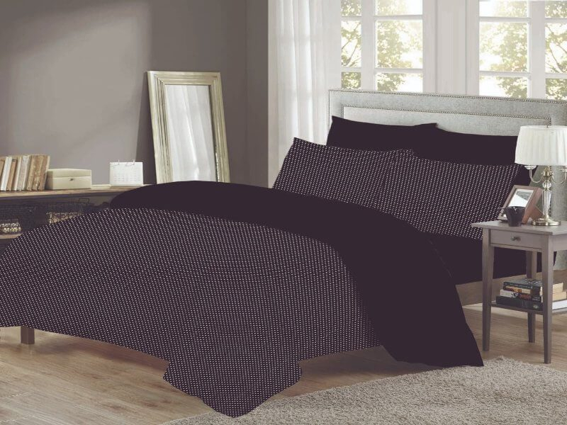 Σετ Σεντόνια 100% Βαμβακερά Μαύρο Πουά Γαρύφαλλο - 160x260