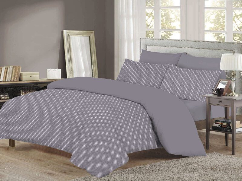 Σετ Σεντόνια 100% Βαμβακερά Γκρι Πουά Γαρύφαλλο - 160x260