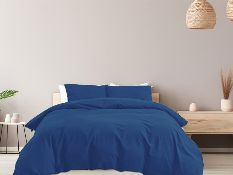 Σετ Παπλωματοθήκη Μονόχρωμη 100% Βαμβακερή Γαρύφαλλο - Μπλε, 160x240