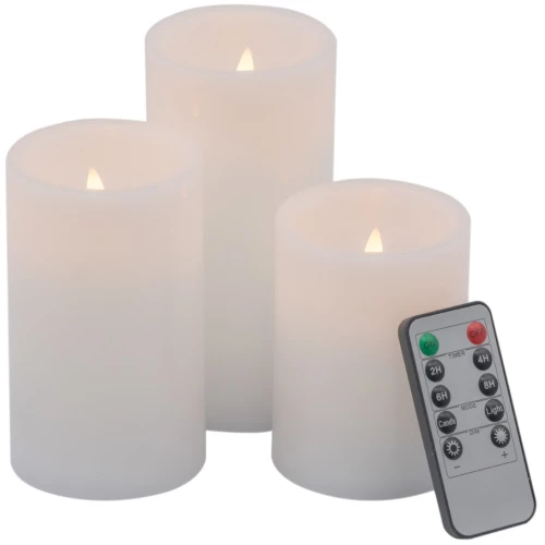 Artekko Flame Λευκά Κεριά Led με Τηλεχειριστήριο (7.6x7.6x15.2)cm 3pcs Artekko 480315-WHIT
