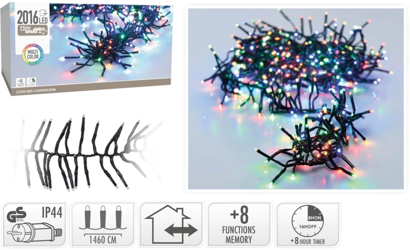 2016 LED Φωτάκια - 14.6 Μέτρα - Χρονοδιακόπτης - Πολύχρωμο