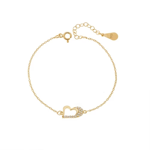 Βραχιόλι Γυναικείο Senza από επιχρυσωμένο ασήμι 925, καρδιά