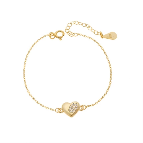 Βραχιόλι Γυναικείο Senza από επιχρυσωμένο ασήμι 925, καρδιά